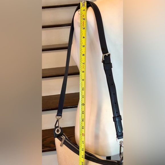 KATE SPADE Navy Leather & Woven Tote Crossbody Shoulder Bag Two Straps Included - Picture 10 of 15